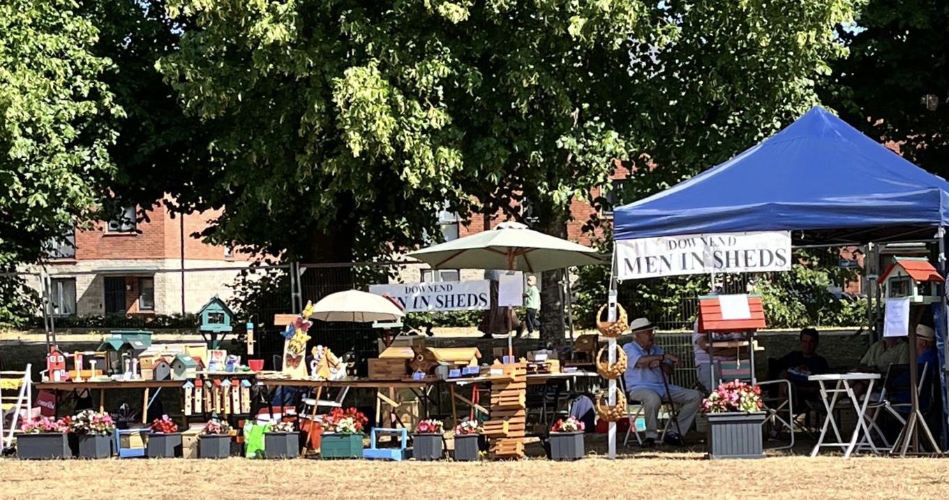 a photo showing the Men In Sheds Stall at Frenchay Flower Show