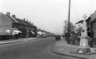 Old Black and white Photograph of the Boy Scout War Memorial at the Junction of Badminton and Westerleigh Road