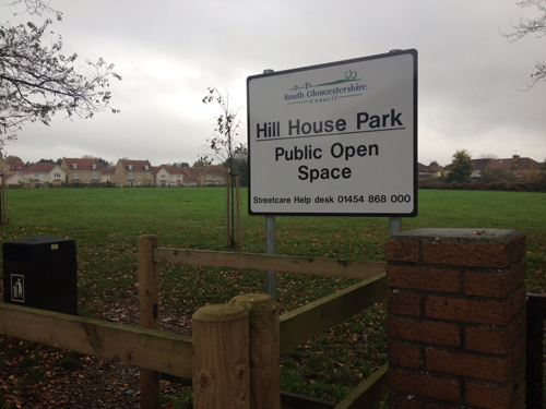 Hill House park sign at the entrance of the park